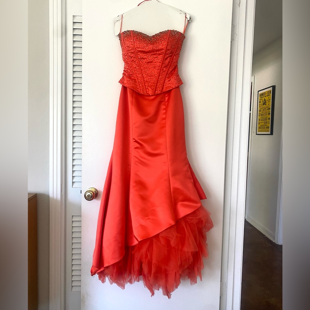 Y2K Orange Mermaid Prom Dress